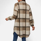 Ridinthewind - Elmbra | Lange Geruite Pluche Jas – Sherpa Stijl -