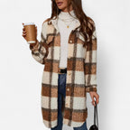 Ridinthewind - Elmbra | Lange Geruite Pluche Jas – Sherpa Stijl -