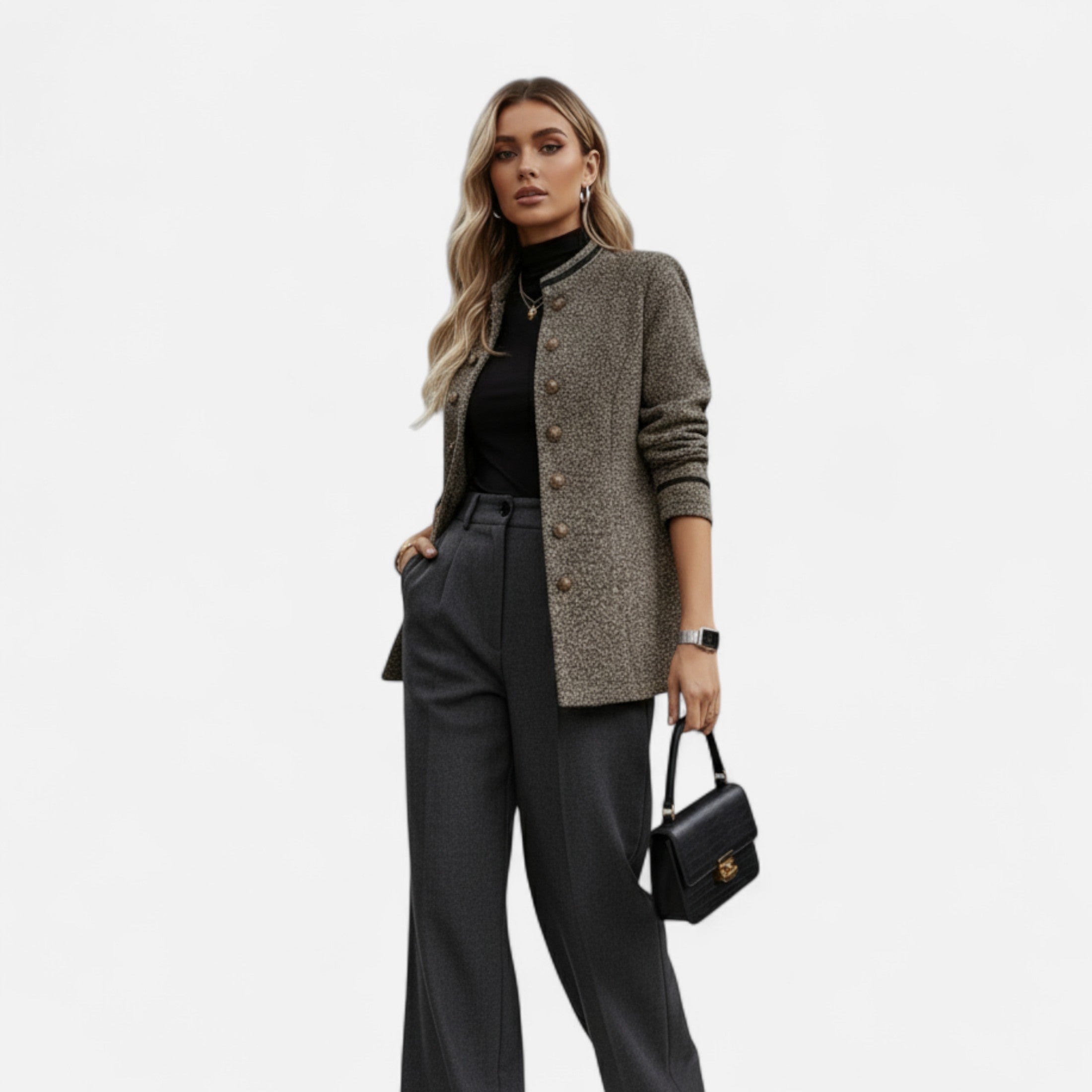 Ridinthewind - Esmaren | Dames Casual Jas – Tripe met Knopen -