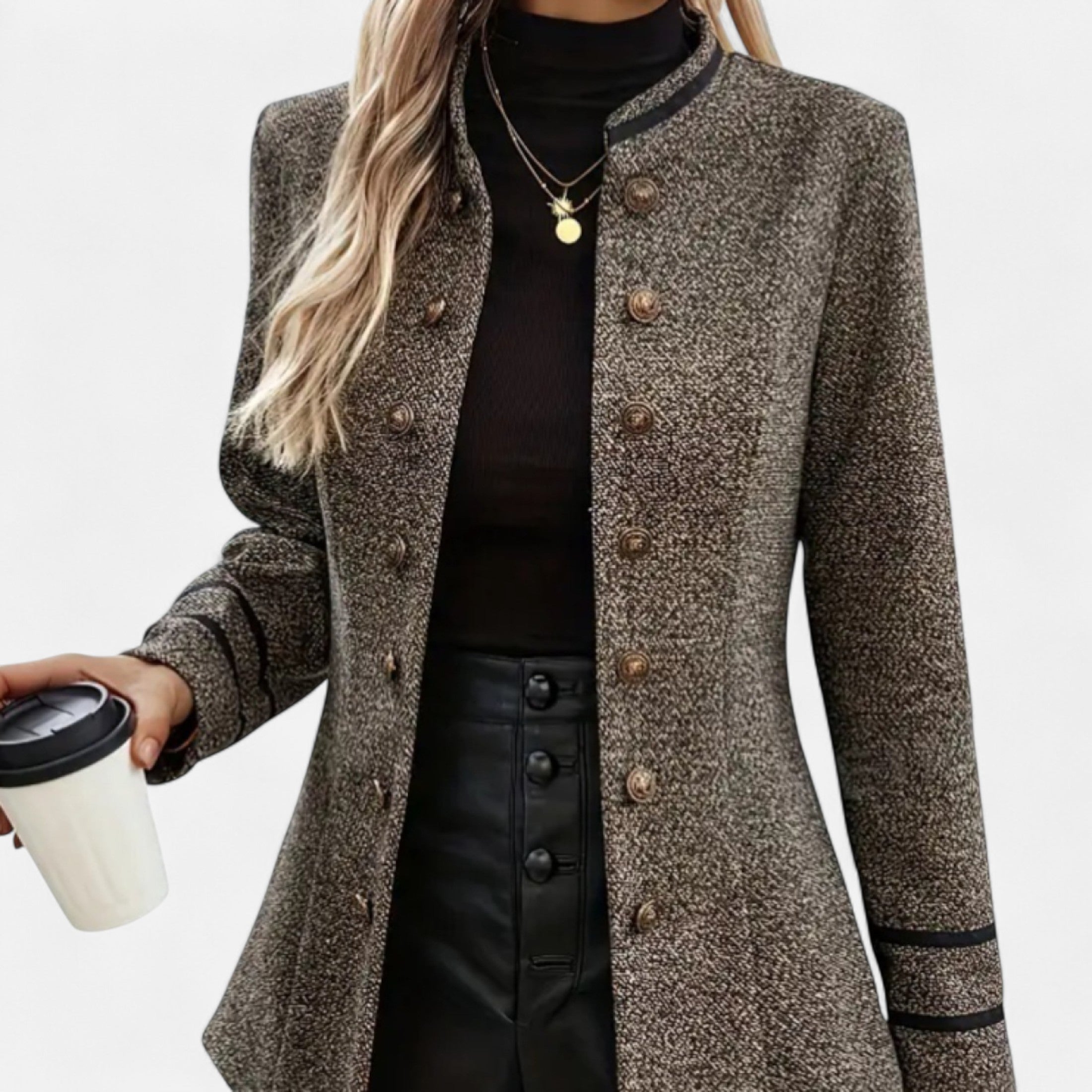 Ridinthewind - Esmaren | Dames Casual Jas – Tripe met Knopen -