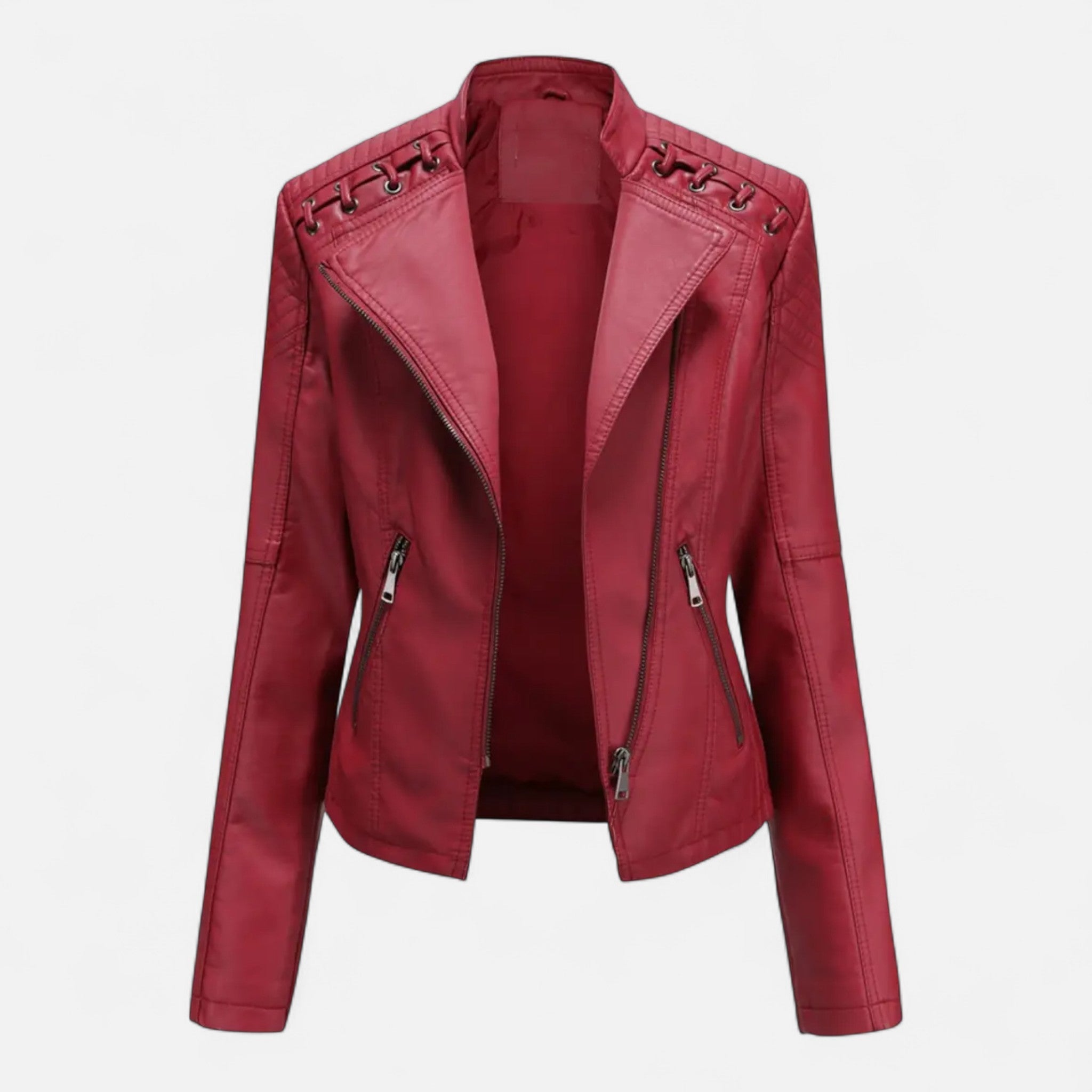Ridinthewind - Everleigh | Slim Fit Jas met rits – Leer met revers -